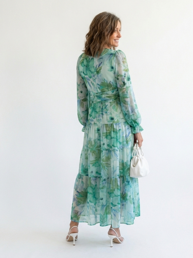 Althea | Vestido Maxi de Flores de Manga Larga