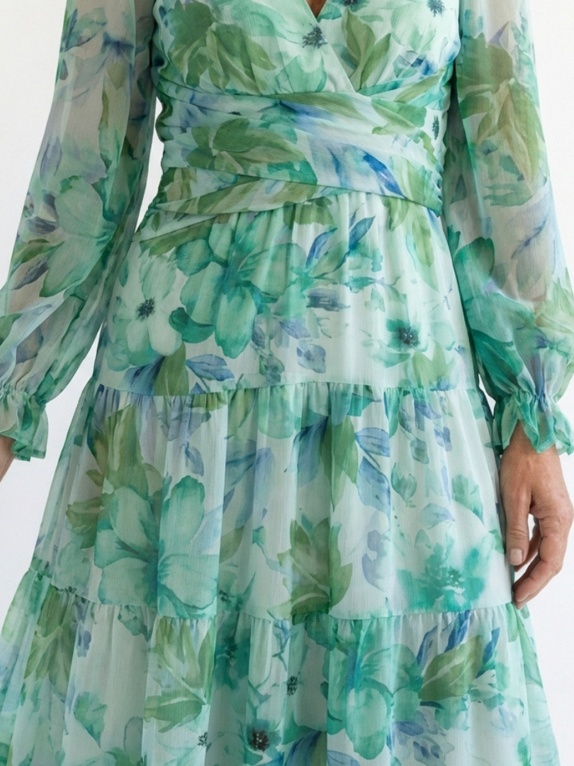 Althea | Vestido Maxi de Flores de Manga Larga
