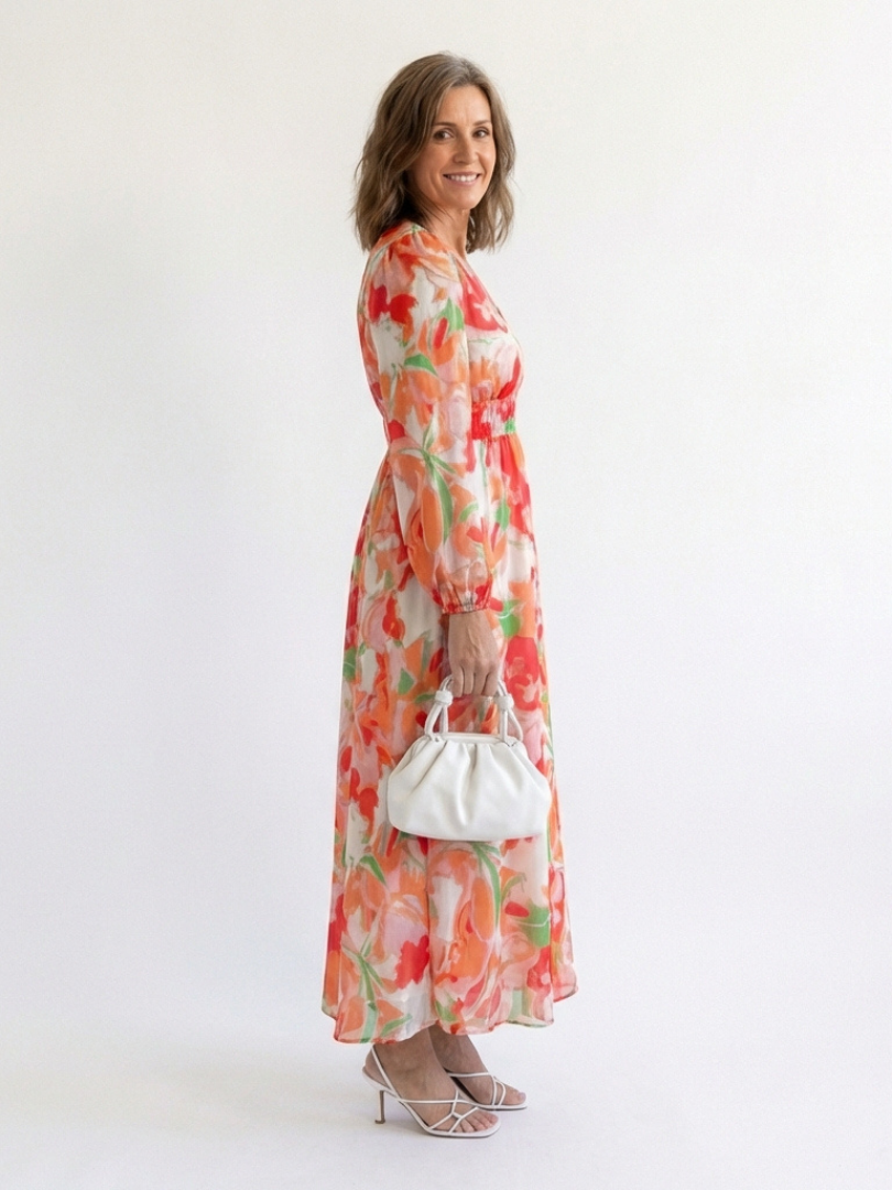 Althea | Vestido Maxi de Flores de Manga Larga