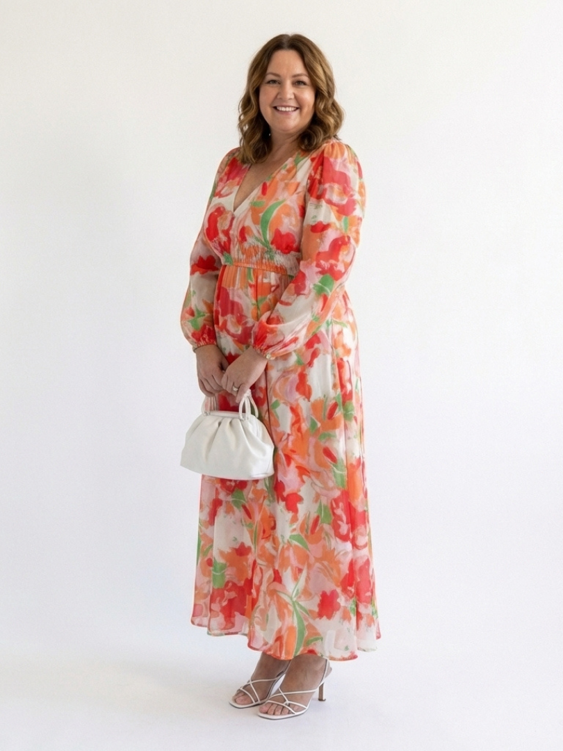 Althea | Vestido Maxi de Flores de Manga Larga