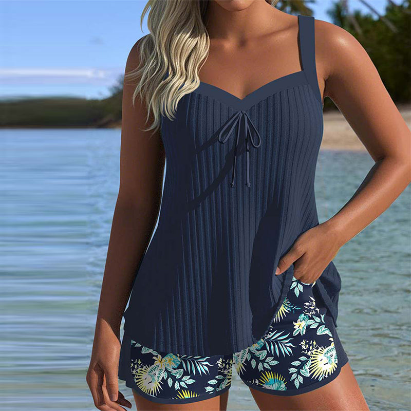 Laluna® | Tankini Rayado con Pantalón de Playa de Dos Piezas