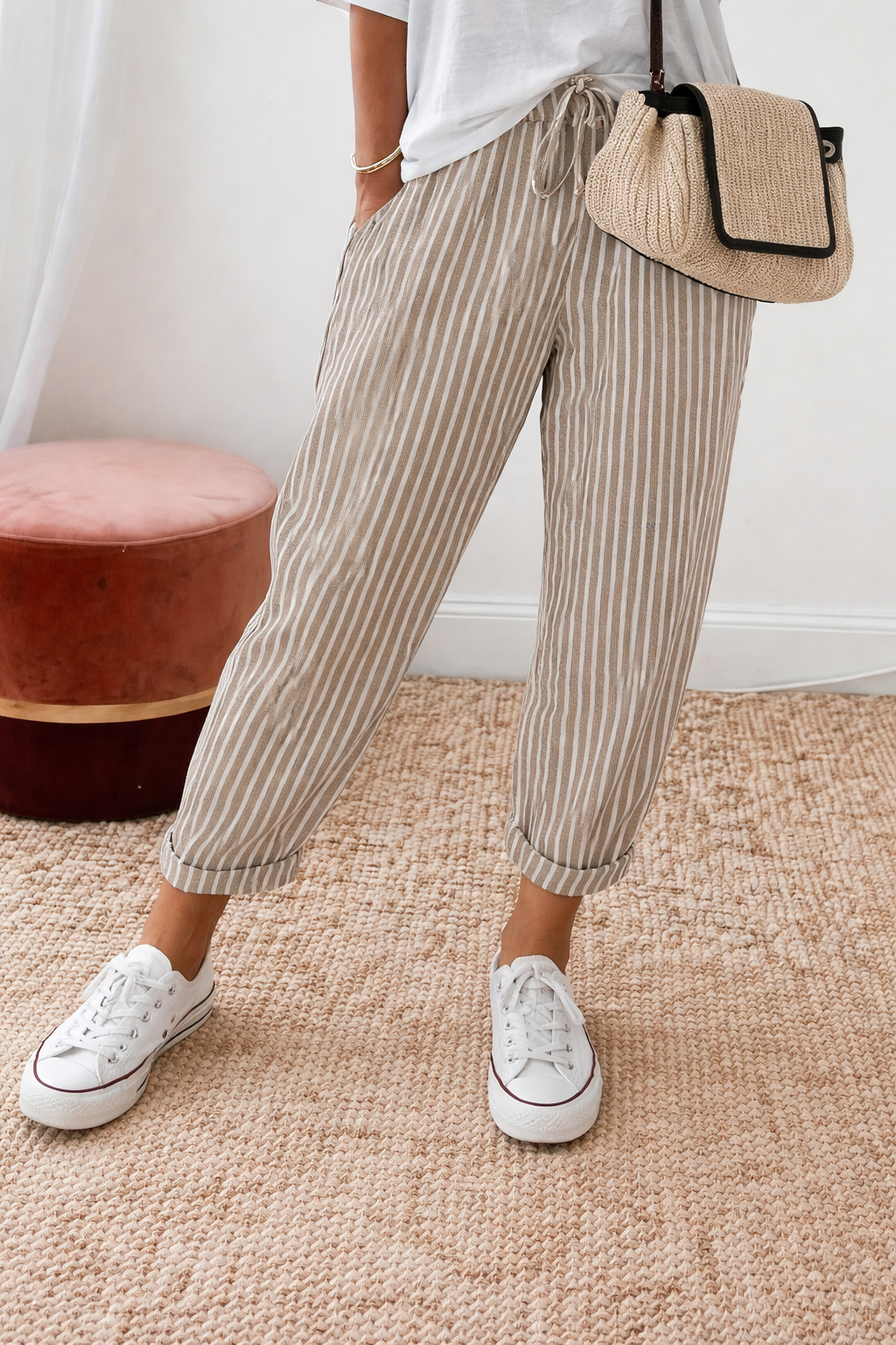 Mila | Pantalones de Raya Costera Relajados