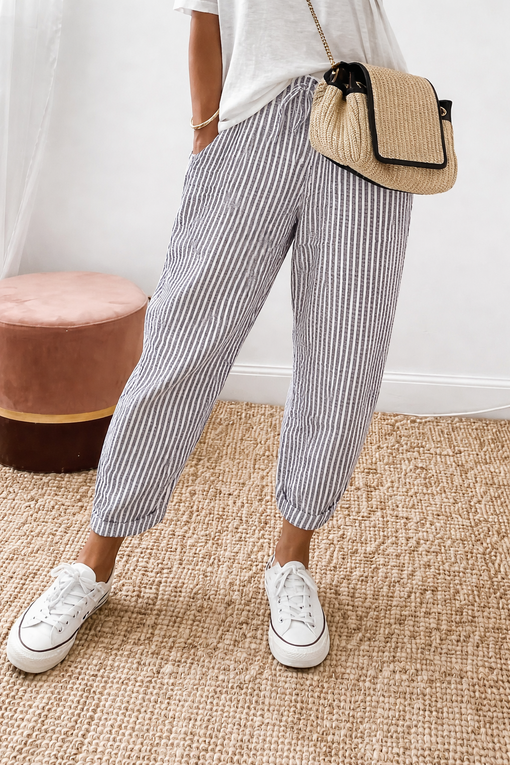 Riley | Pantalones Relajados de Rayas Clásicas