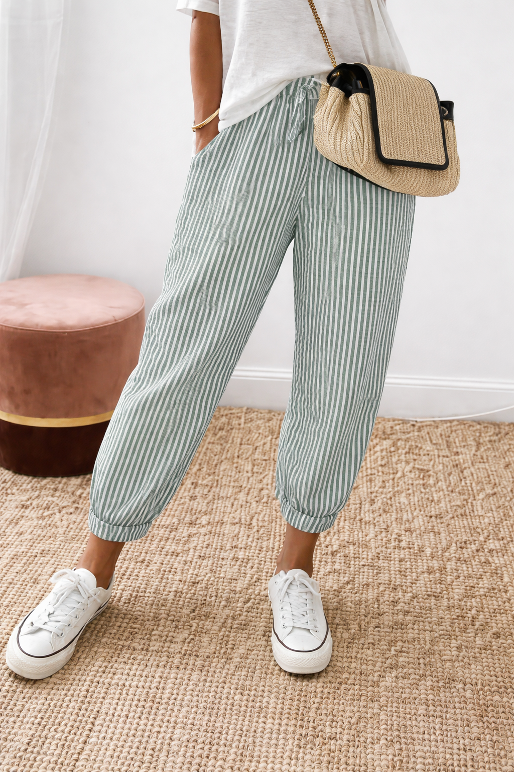 Olivea | Pantalones de Confort con Rayas Frescas