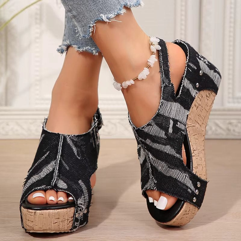 Deni | Sandalias de Cuña de Corcho