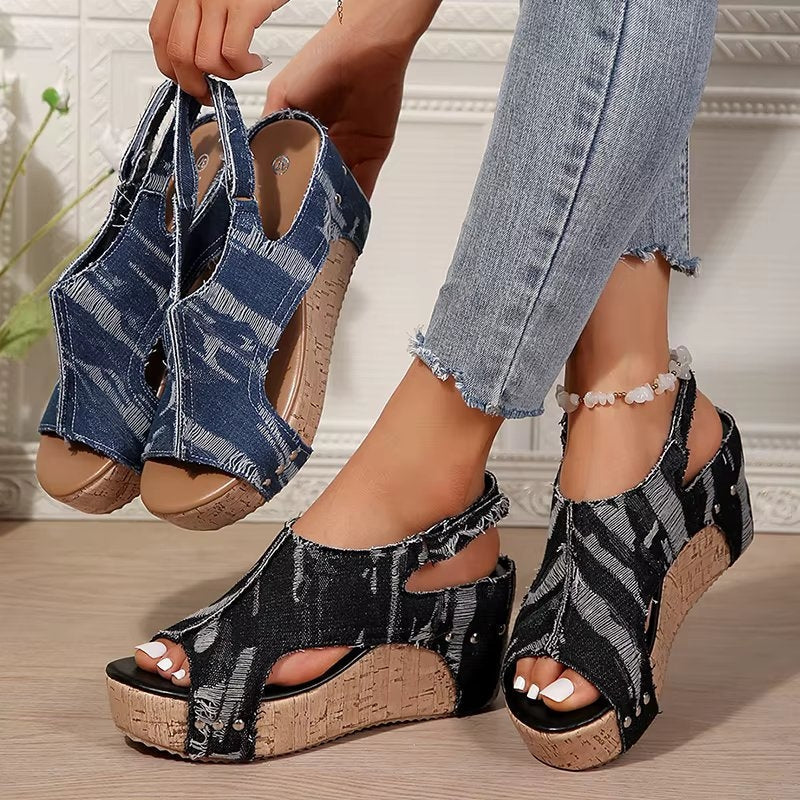 Deni | Sandalias de Cuña de Corcho