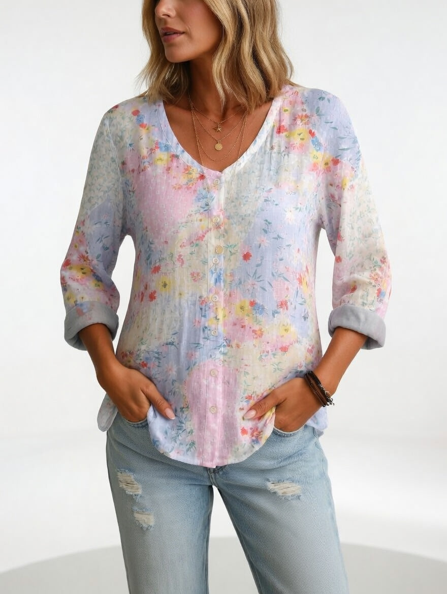 Maréline™ — Blusa floral elegancia suave natural