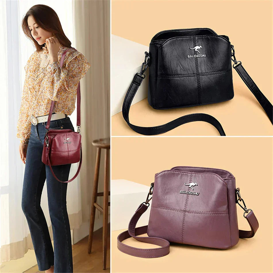 Elegante Bolsa Tote y Crossbody de Cuero Bordado para Mujeres