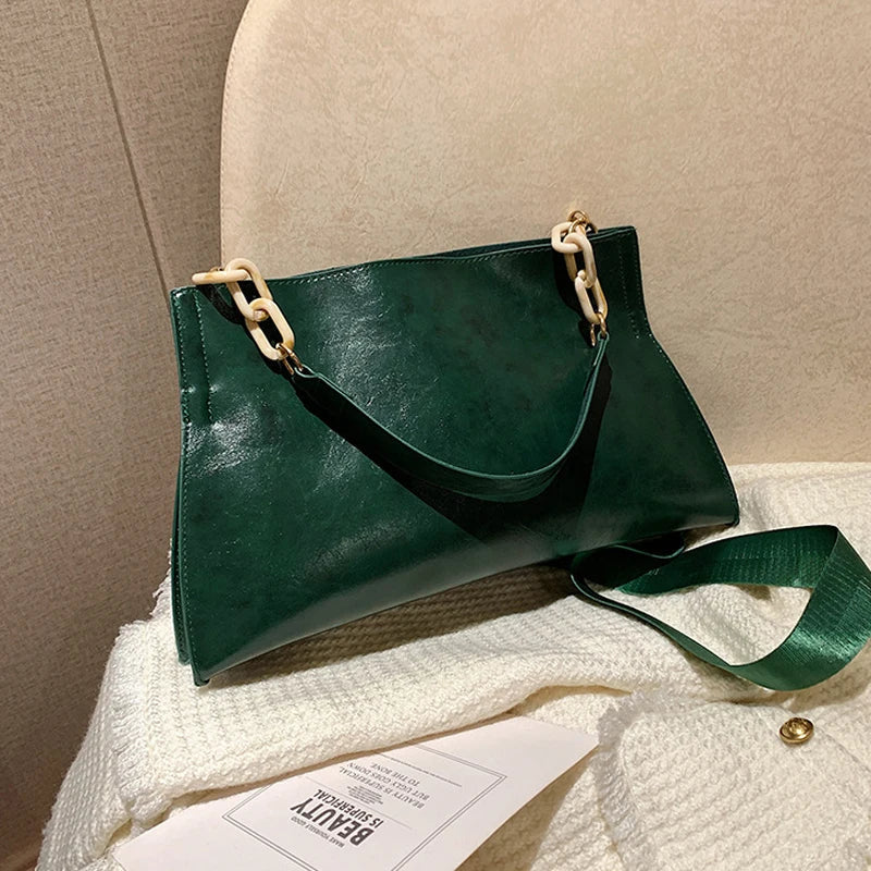 Elegante Bolsa de Hombro de Cuero Suave - Bolsa de Moda de Gran Capacidad