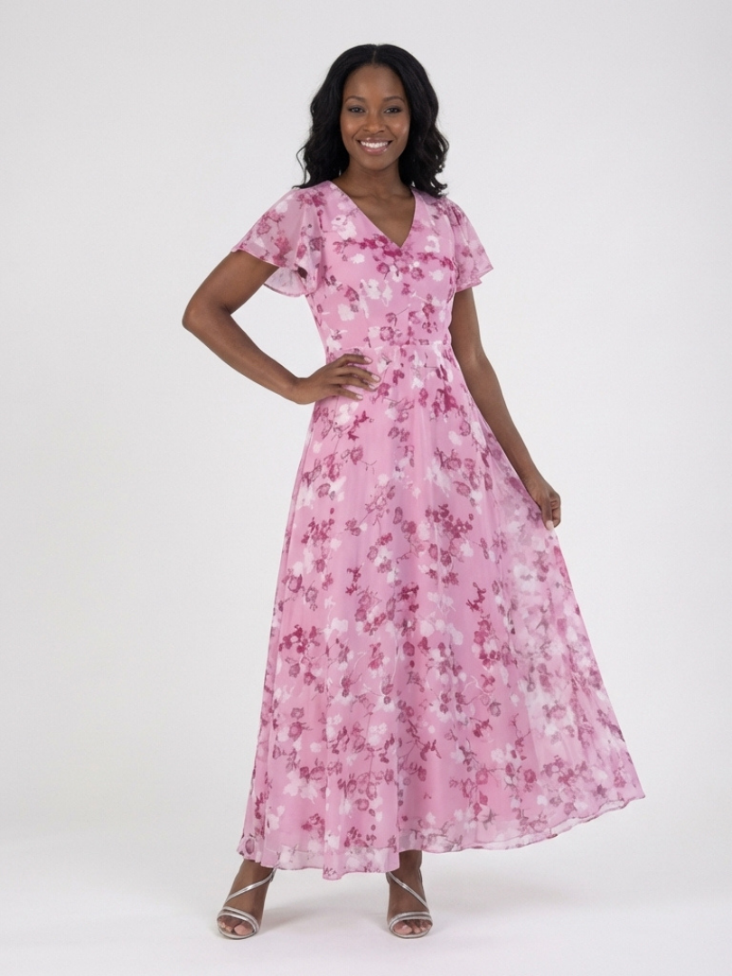 Ismeria | Vestido Maxi de Chiffon con Flores