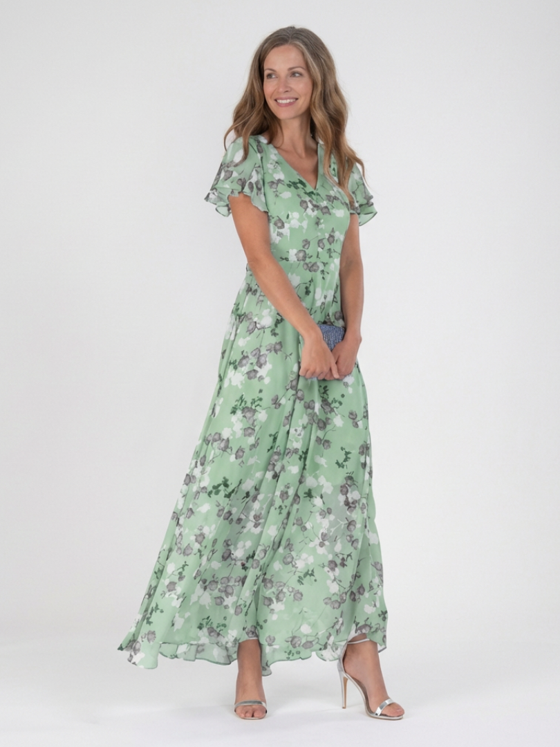Ismeria | Vestido Maxi de Chiffon con Flores