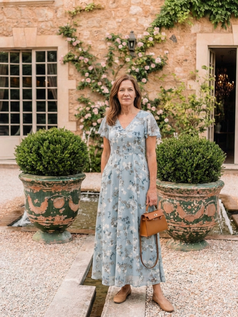 Ismeria | Vestido Maxi de Chiffon con Flores