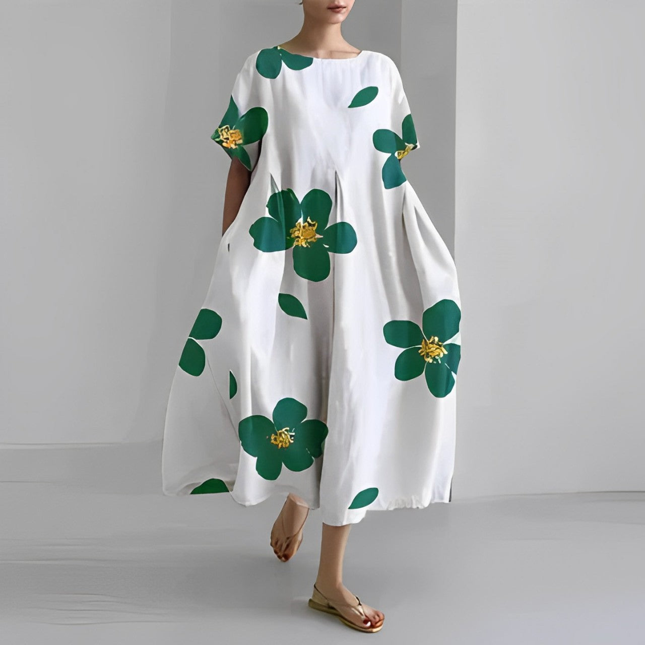 Daisy - Vestido Maxi Suelto de Gran Onda Retro