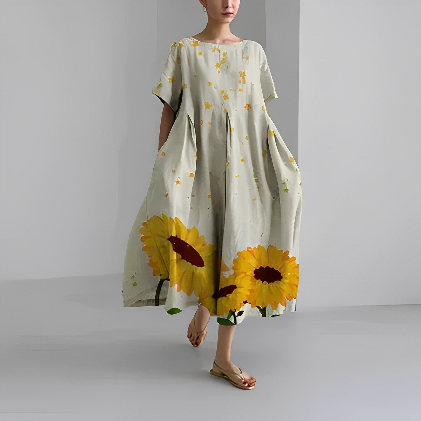 Daisy - Vestido Maxi Suelto de Gran Onda Retro