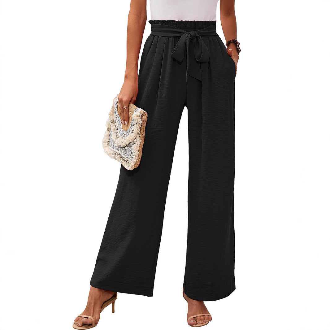 Pantalones de Pierna Ancha de Cintura Alta para Mujeres con Cintura de Tiro Suave