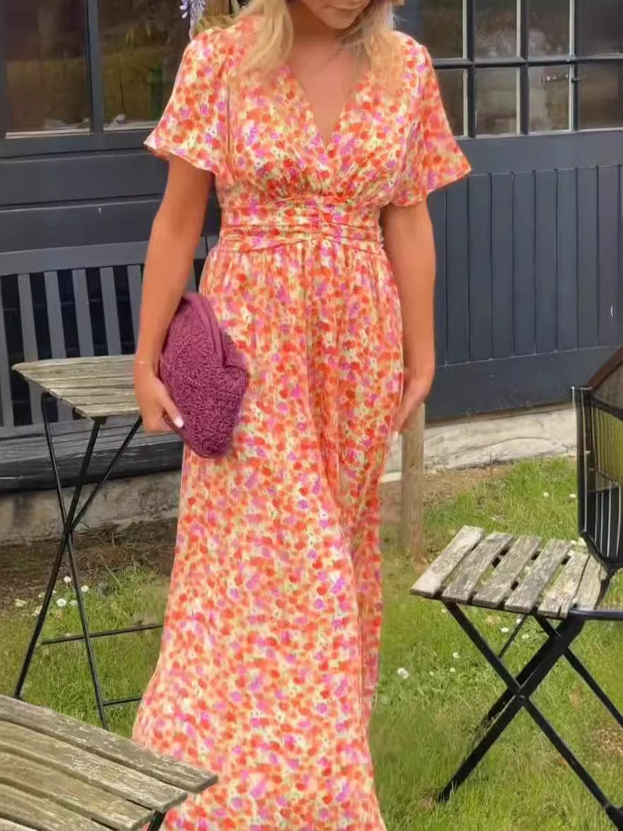 Élina – Vestido largo fluido con flores