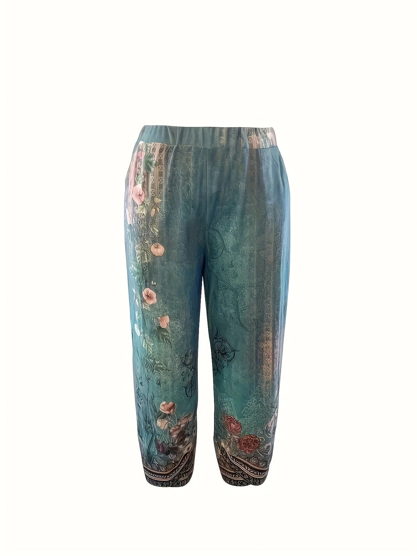 Pantalones de Pierna Ancha con Estampado Floral para Mujer de Corte Amplio