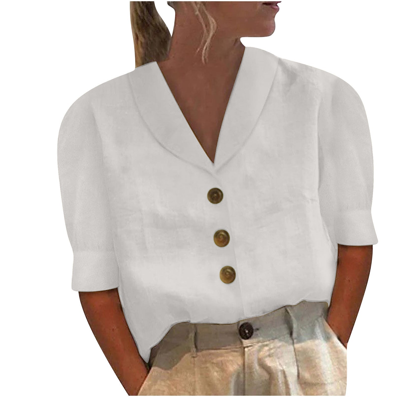 Blusa Retro-Chic con Frente Anudado