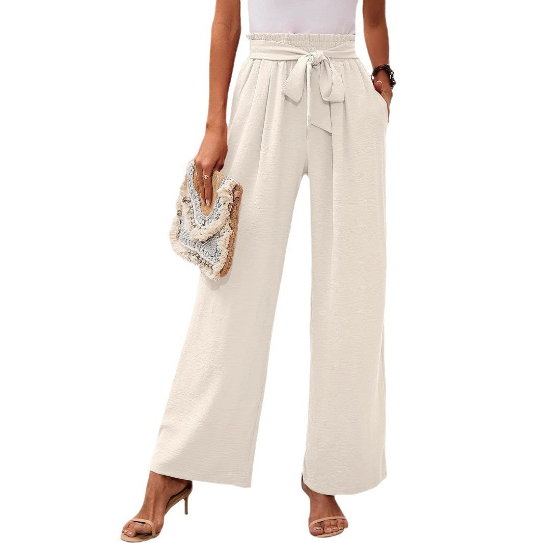 Pantalones de Pierna Ancha de Cintura Alta para Mujeres con Cintura de Tiro Suave