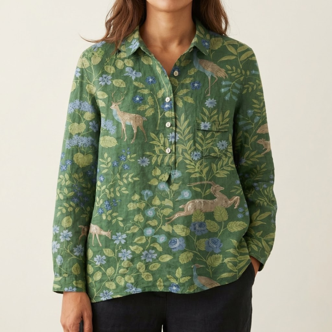 Bianca™ | Blusa de Lino Atemporal con Estampado