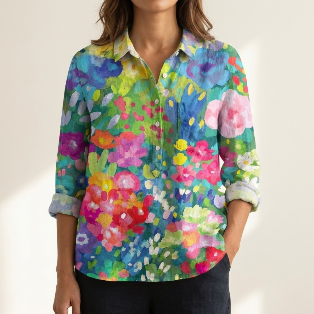 Renata – Camisa de lino con patrón