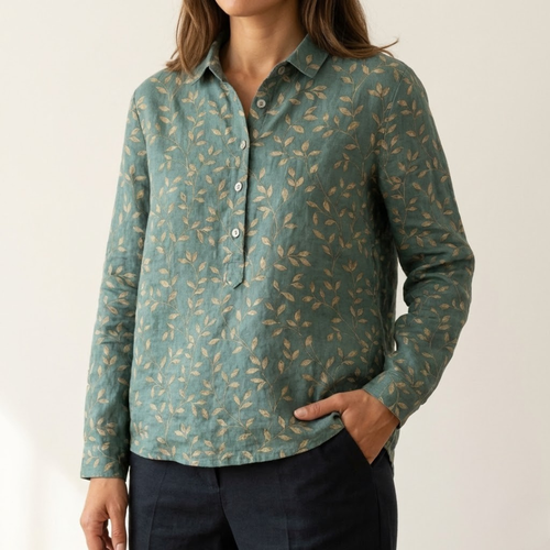 Alessia™ | Blusa de Lino Atemporal con Patrón
