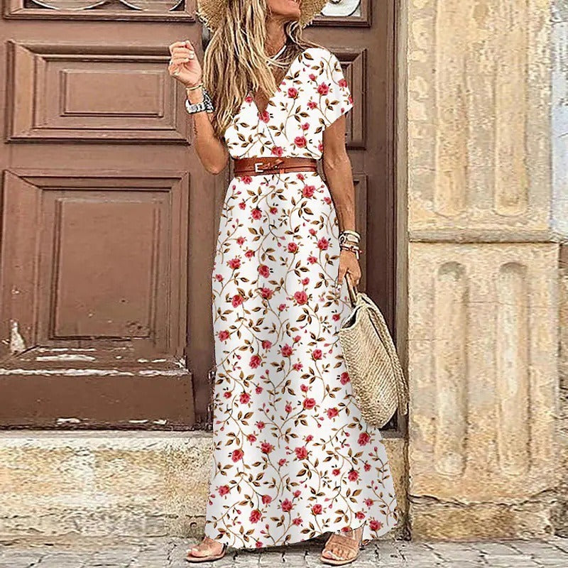 Justine™ – Vestido largo bohemio fluido con cinturón