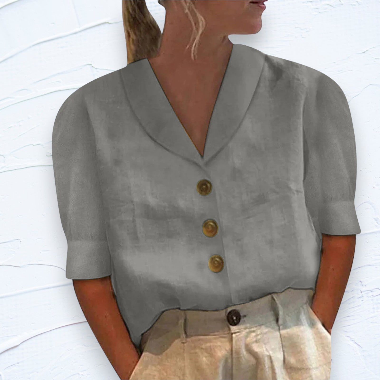 Blusa Retro-Chic con Frente Anudado