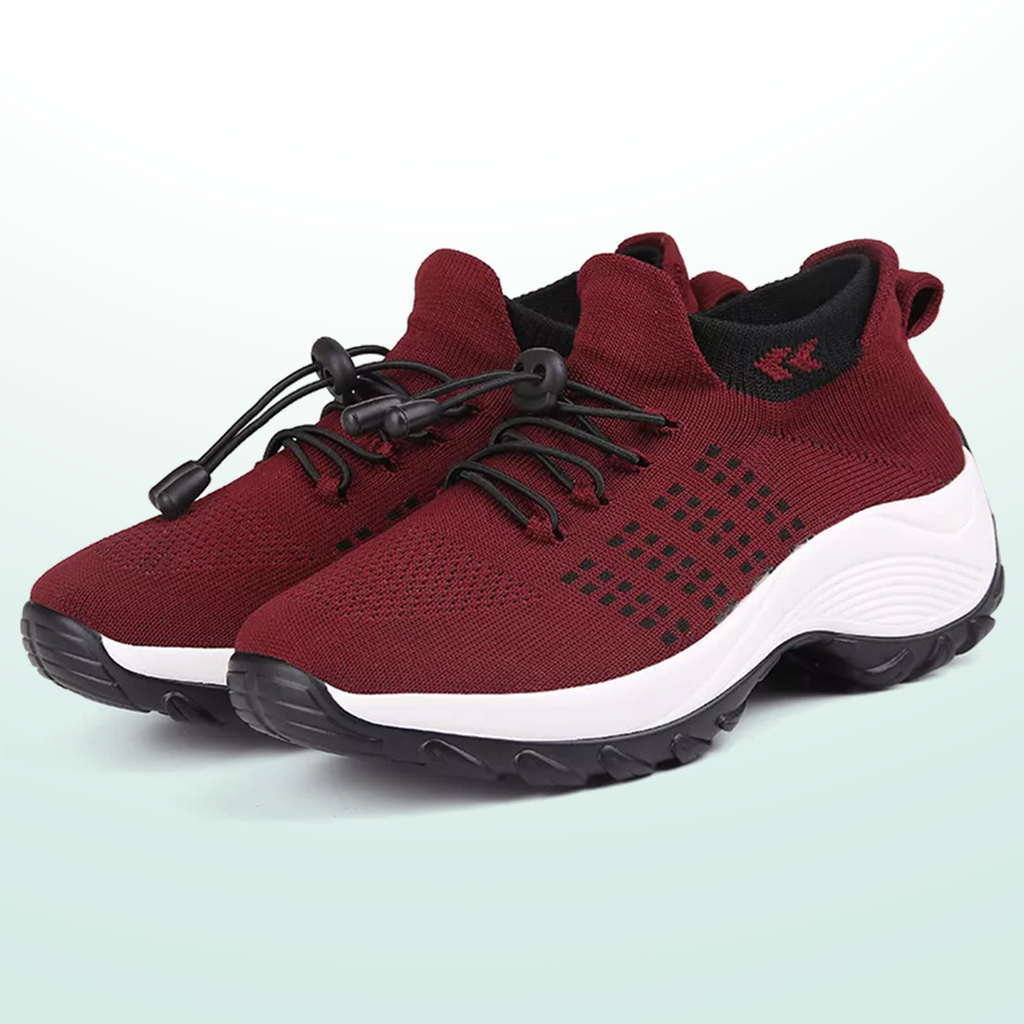 Ambulo Zapatos Ortopédicos de Tejido - Negro Rojo