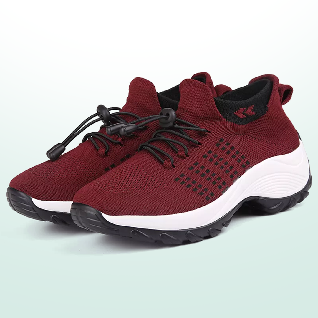 Ambulo Zapatos Ortopédicos de Tejido - Negro Rojo