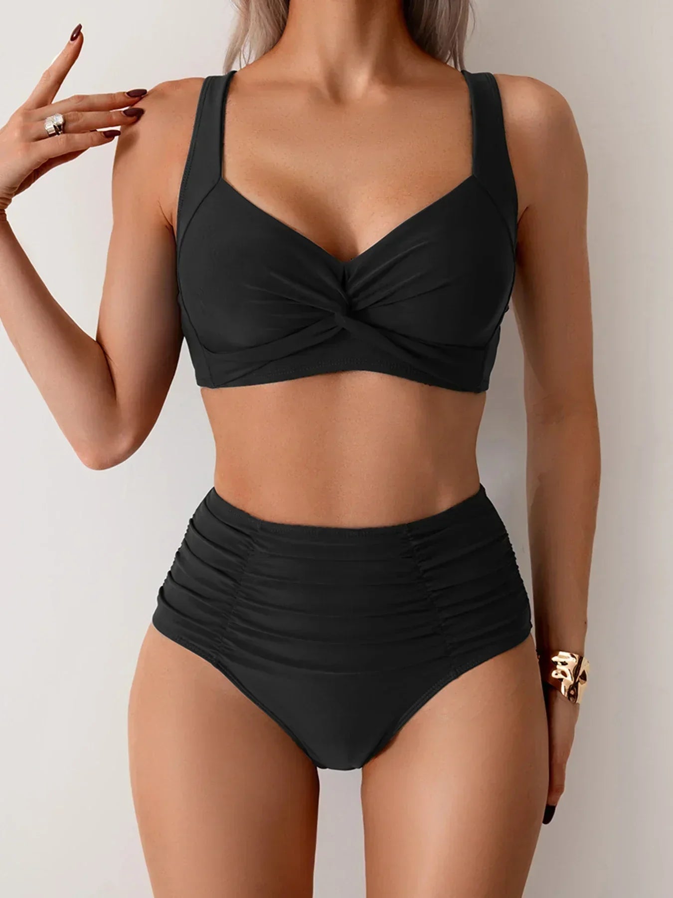 Nicoletta | Bikini Bandeau con Tejido Fruncido