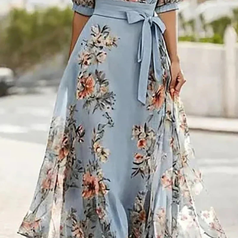 Vanessa™ - Vestido Maxi Boho con escote en V y lazo
