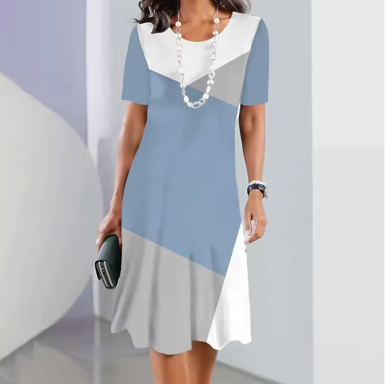Dalia™ - Vestido de Mujer con Pliegues y Bloques de Color