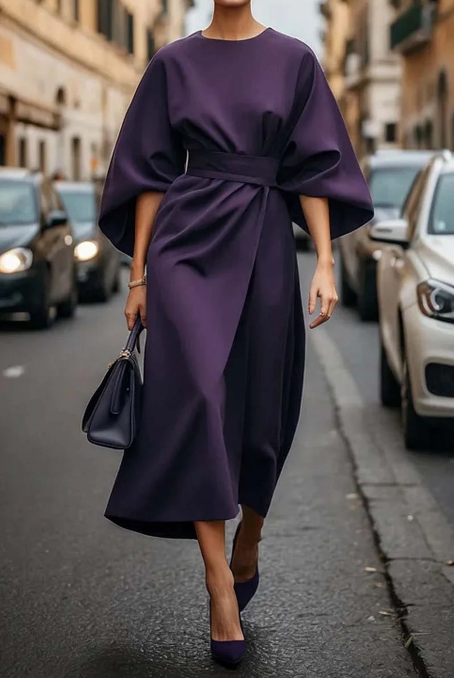 Maya™ | Vestido Elegante de Manga Farol