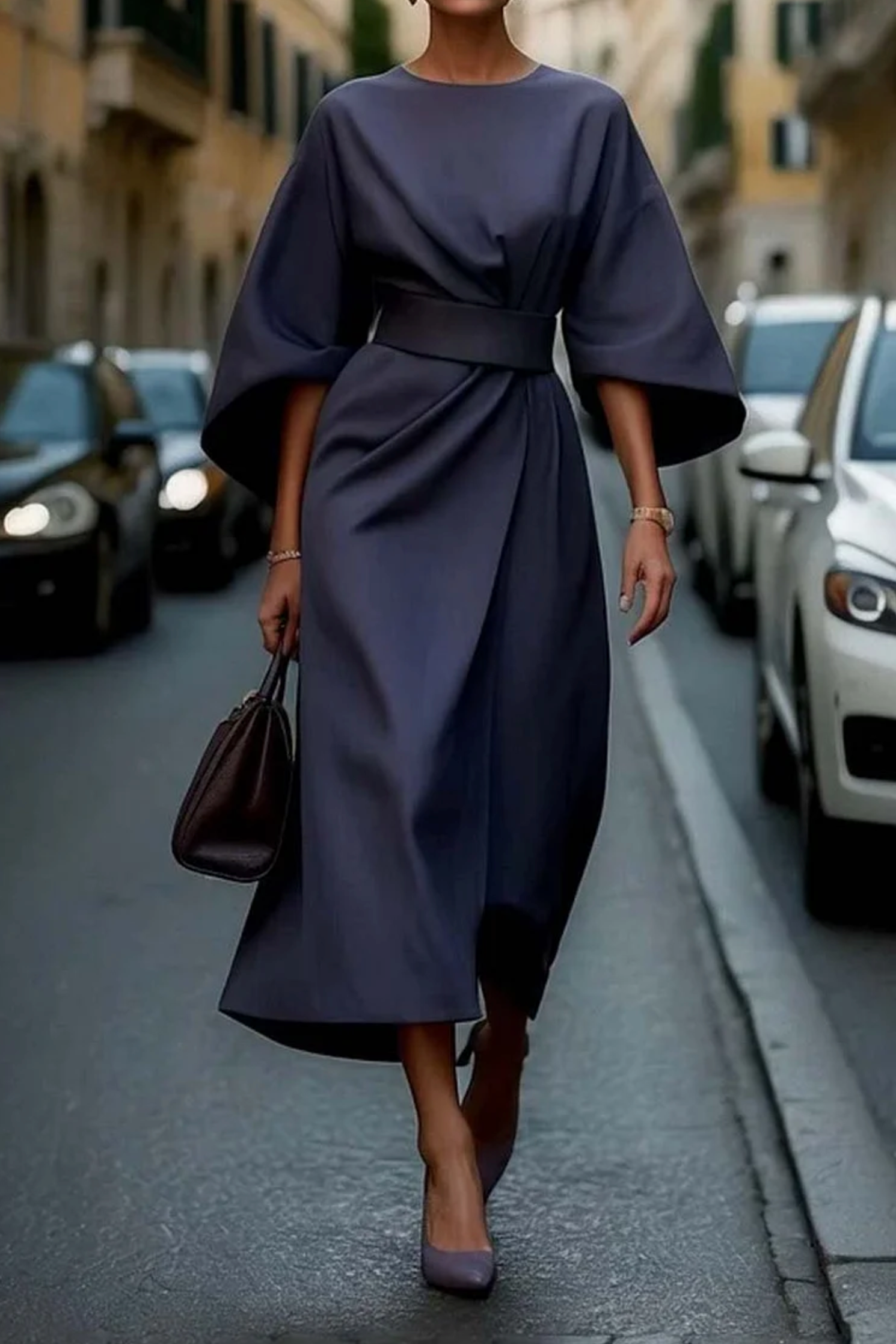 Maya™ | Vestido Elegante de Manga Farol