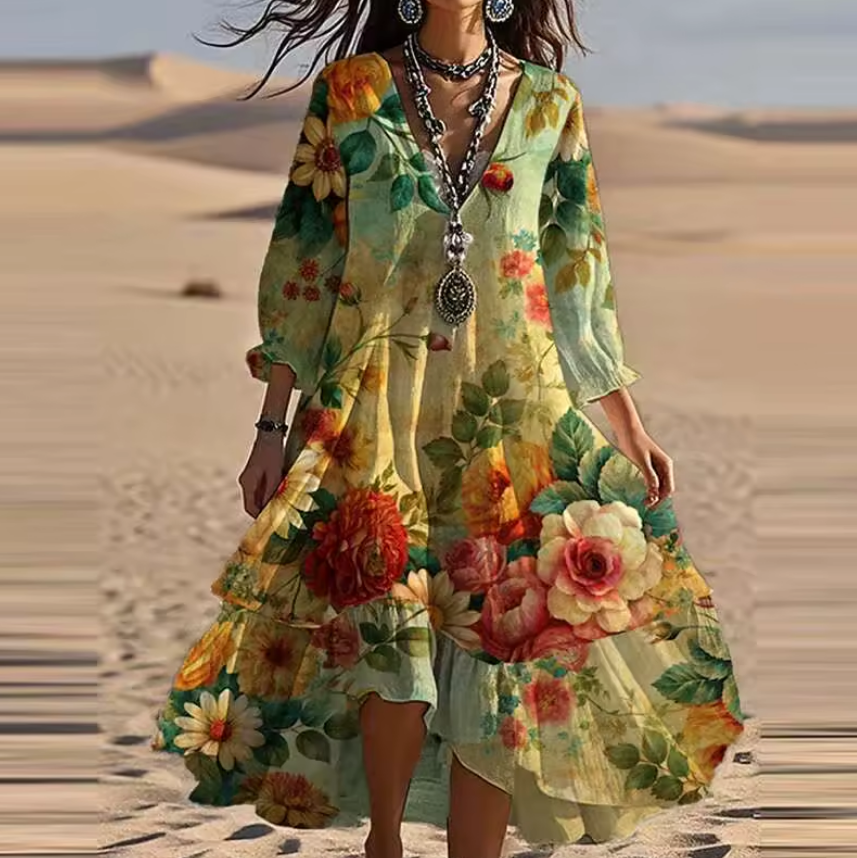 Ida™ - Vestido Boho Vintage con Escote en V