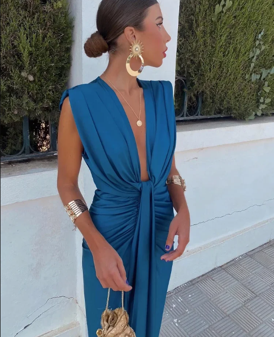 Selena - Vestido Drapeado Ardiente