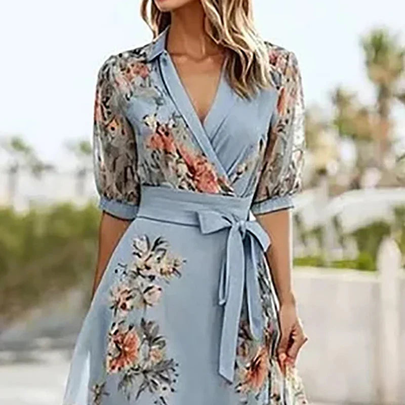 Vanessa™ - Vestido Maxi Boho con escote en V y lazo