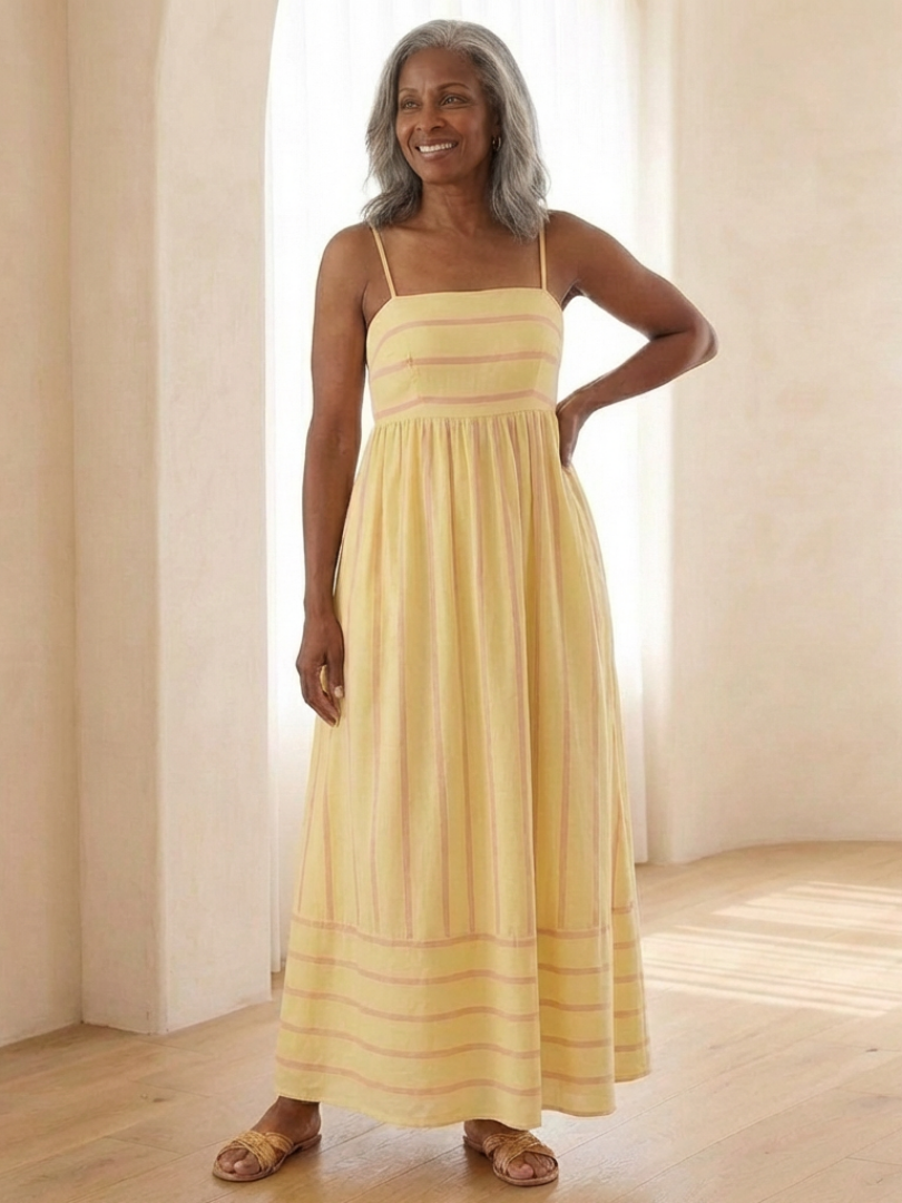 Oceane | Vestido Maxí de Tirantes de Espagueti con Cintura Recogida