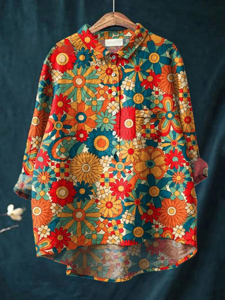 Alessia™ | Blusa de Lino Atemporal con Patrón