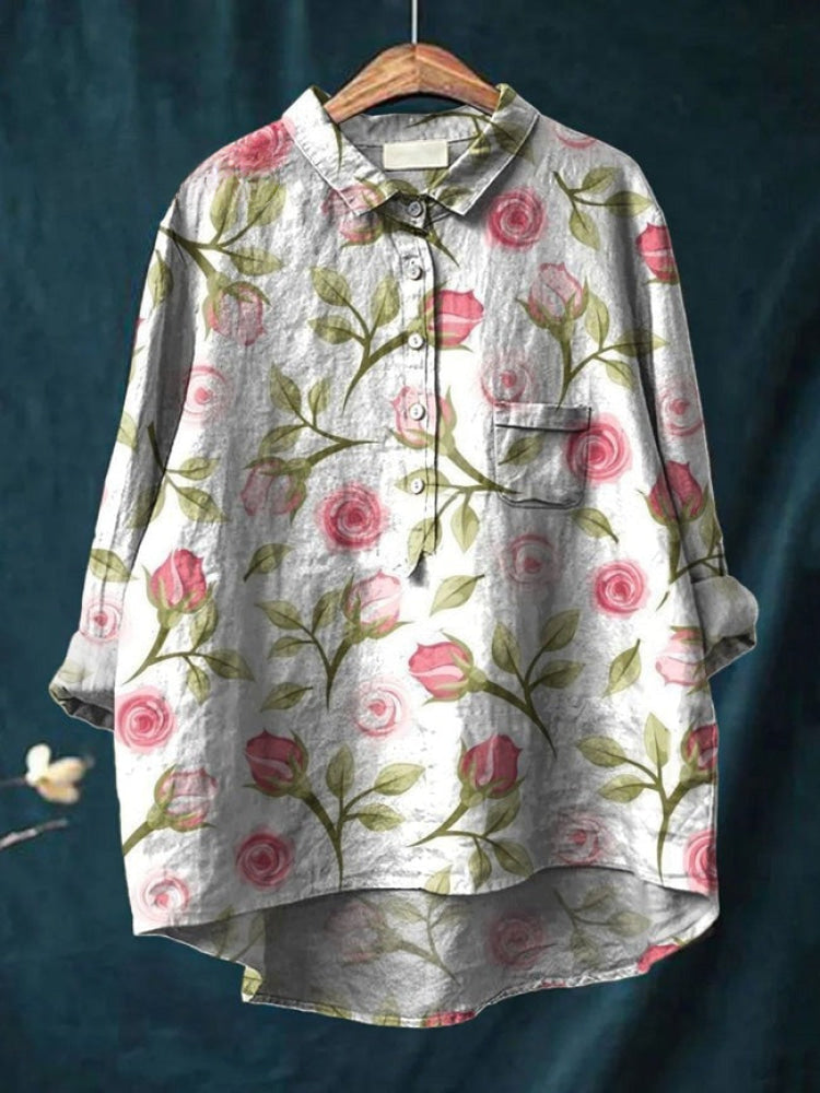 Alessia™ | Blusa de Lino Atemporal con Patrón