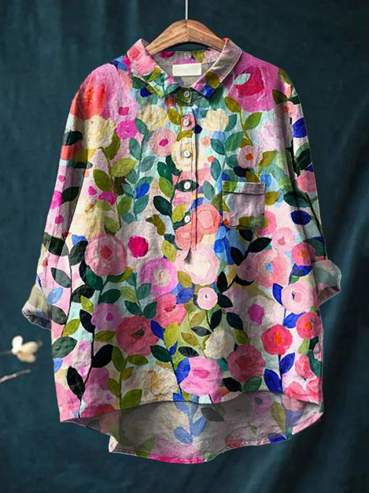 Alessia™ | Blusa de Lino Atemporal con Patrón