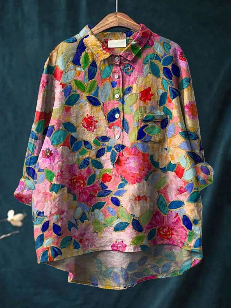 Alessia™ | Blusa de Lino Atemporal con Patrón