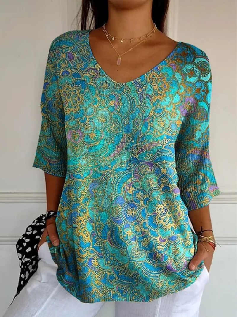 Bérangère™ - Blusa fluida elegante con estampado refinado