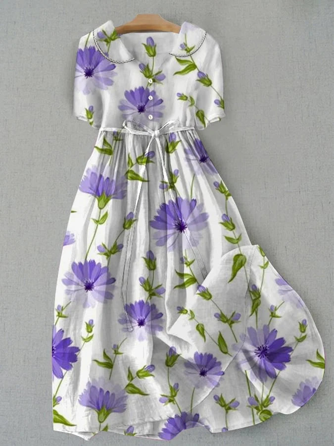 Amélie | Elegante vestido de flores lavanda