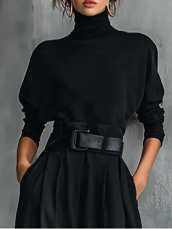 Lisa™ || Conjunto negro de 2 piezas con cinturón