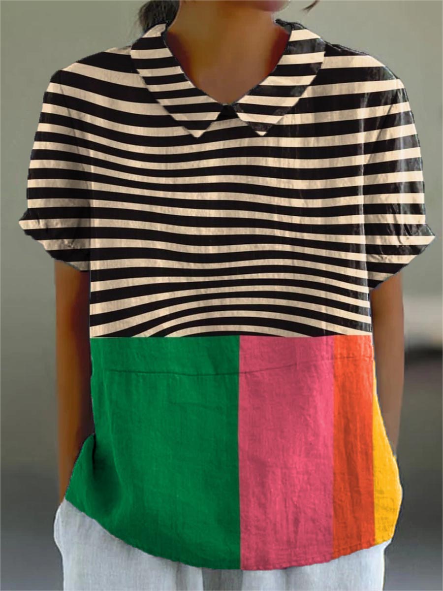 Eva | Camisa de Rayas Bold y Color Block