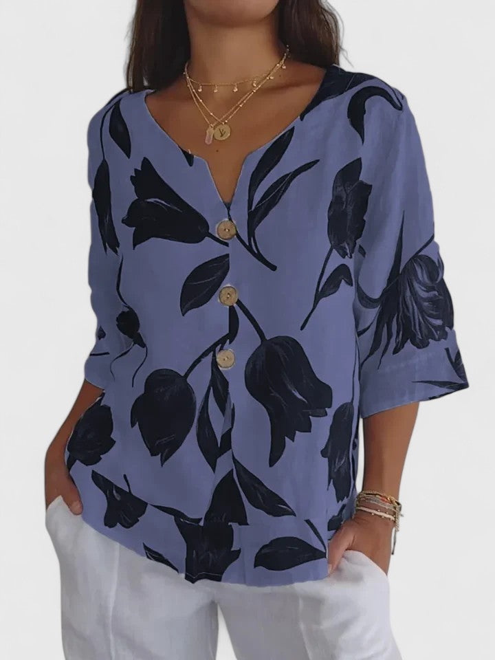 Laura | Blusa V-Cuello Cómoda