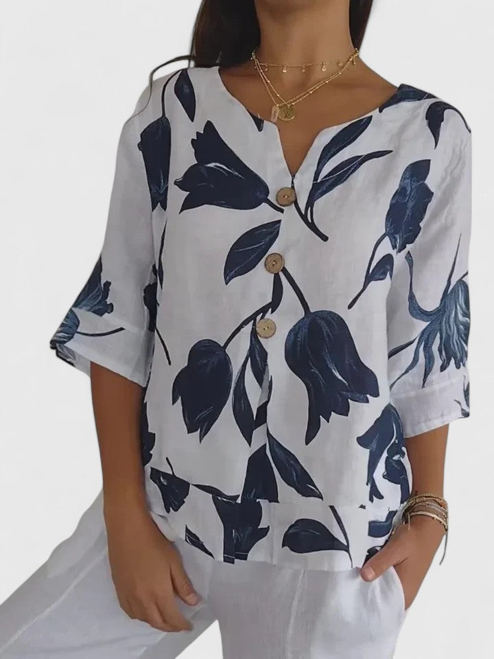 Laura | Blusa V-Cuello Cómoda