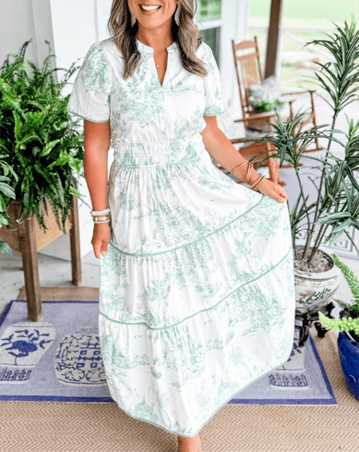 Solene - Vestido Maxi Floral Boho Chic con Escote en V
